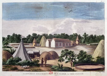 Kamp op het land van J. Slaber bij Thee-Fontyn, uit 